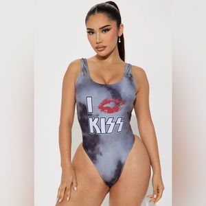 Women's Gray and Red Graphic Swimsuit